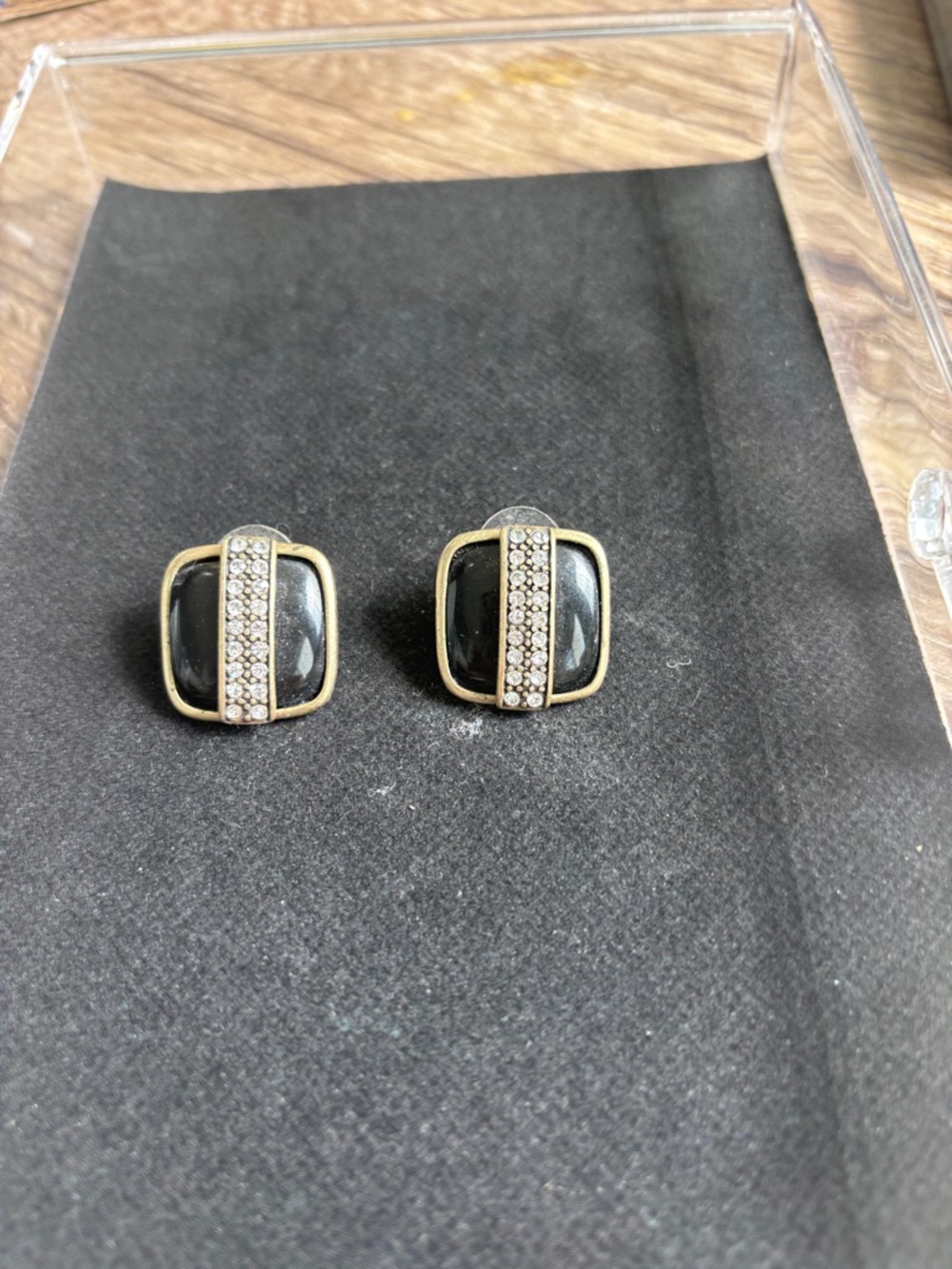 Jcrew- Gold-Tone Black Crystal Accent Stud Earrings